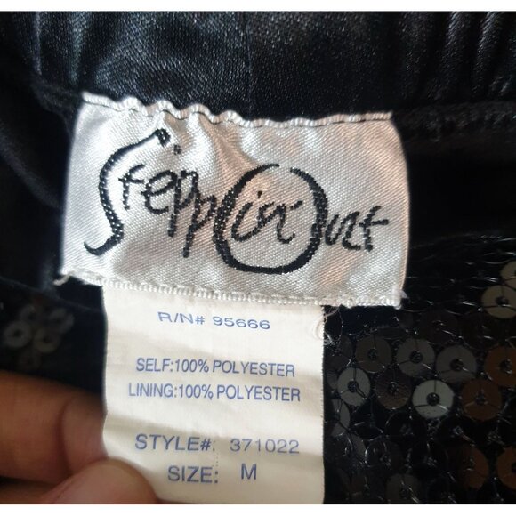 Steppin Out Halter Sequin Dress M Black Vtg Party Cocktail Prom Glam Royalcore - Picture 3 of 4